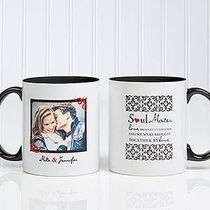 Soul Mates Personalized Photo Coffee Mug 11oz.- Black