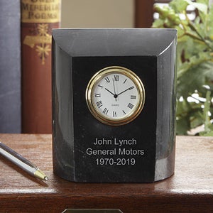 Personalized Employee Recognition Gift - Marble Desk Clock