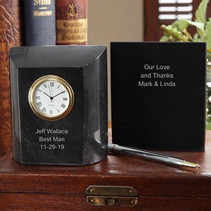 Personalized Groomsman Gifts - Marble Desk Clock