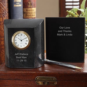 Personalized Groomsman Gifts   Marble Desk Clock