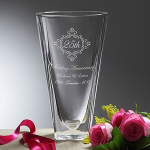 Anniversary Memento Etched Crystal Vase