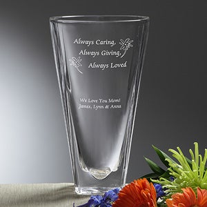 Engraved Crystal Flower Vase   Always Loved