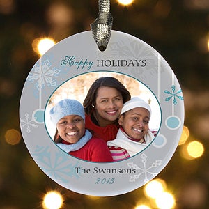 Snowflakes Personalized Photo Christmas Ornaments