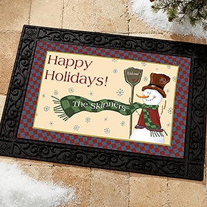 Personalized Snowman Christmas Doormat - Let It Snow