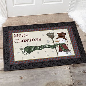 Let It Snow Snowman Personalized Doormat- 20x35