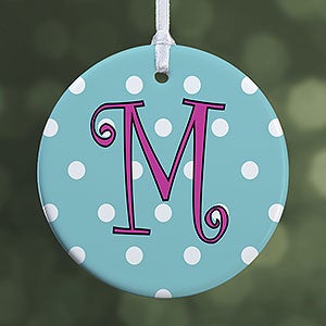 Personalized Christmas Ornament - Polka Dots - 1-Sided