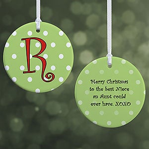 Personalized Christmas Ornament - Polka Dots - 2-Sided