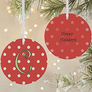 Polka Dot Monogram Christmas Ornament