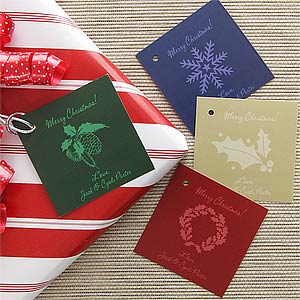 Holiday Greetings Personalized Christmas Gift Tags - 1 set of 20