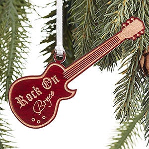 Rock On Red Wood Guitar Ornament