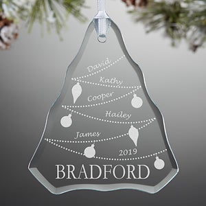 Personalized Family Christmas Ornaments - Glass Christmas Tree