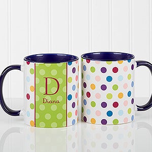 Personalized Polka Dot Coffee Mug 11oz.- Blue