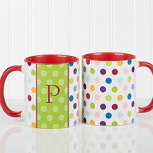 Personalized Polka Dot Coffee Mug 11oz.- Red