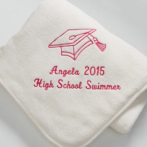 White Personalized Graduation Blankets   Fleece Throw