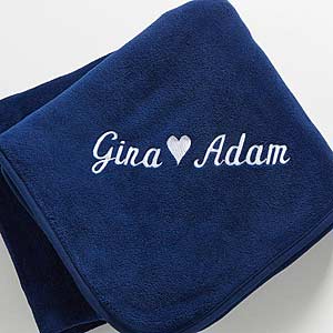 Blue Personalized Fleece Blanket for Couples