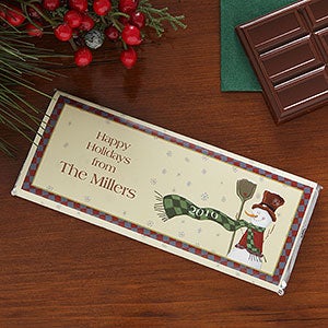 Personalized Holiday Candy Bar Wrapper - Snowman - Set of 12