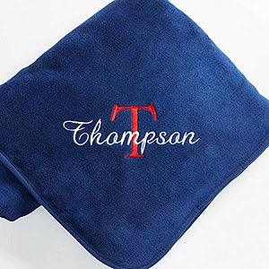 Blue Fleece Blanket Personalized with Name & Monogram