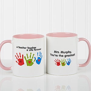 Touches A Life Personalized Teacher Coffee Mug- 11 oz.- Pink