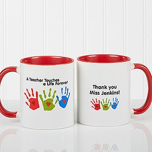 Touches A Life Personalized Teacher Coffee Mug- 11 oz.- Red