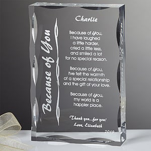 Personalized Poetry Gifts - Engraved Glass Sculpture