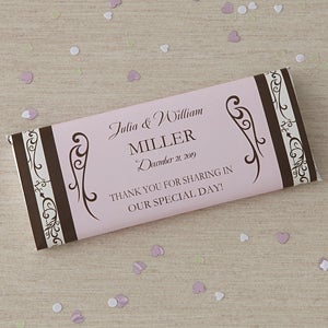 Wedding Favor Personalized Filigree Candy Bar Wrappers - Set of 12