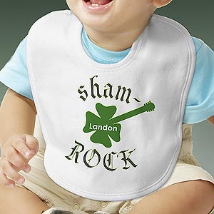 Personalized Irish Baby Bib   Shamrock Guitar