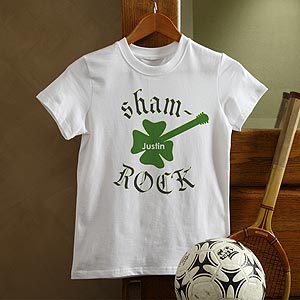 Personalized Irish T Shirt for Kids   Shamrock Guitar