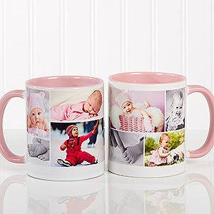 Personalized Photo Collage Coffee Mug - Pink Mug