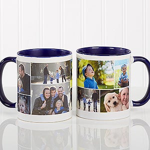 Personalized Photo Collage Coffee Mug - Blue Mug