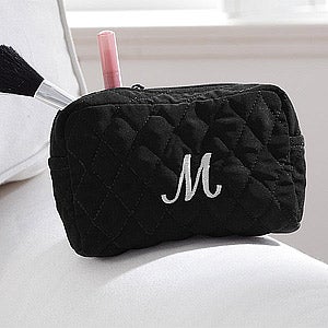 Personalized Makeup Bag with Initial Monogram   Black