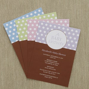 Personalized Baby Shower Invitations - Polka Dots - Set of 5