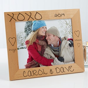 Personalized Wood Photo Frames - Hugs and Kisses Design - 8x10