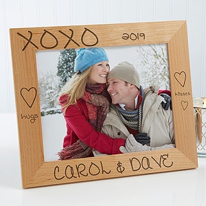 Personalized Wood Photo Frames - Hugs and Kisses Design - 5x7