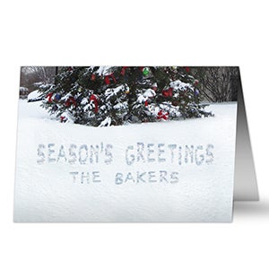 Writing In The Snow Personalized Christmas Cards