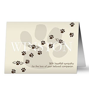 Personalized Pet Memorial Sympathy Card - Pawprints To Heaven