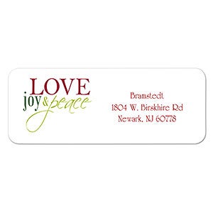 Words Of Christmas Personalized Return Address Labels - 1 set of 60