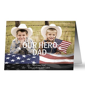 Personalized Military Photo Greeting Cards - American Flag