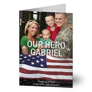 Photo Personalized Military Greeting Cards - American Flag