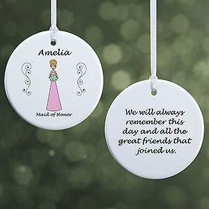 Personalized Wedding Ornament - Bridal Party Characters - 2-Sided