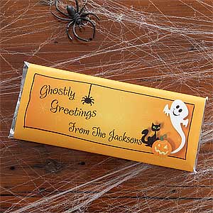 Ghostly Greetings Custom Candy Bar Wrappers