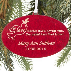 Forever Loved Personalized Red Wood Memorial Ornament