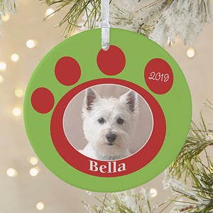 Pawprints Personalized Dog Photo Ornament