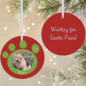 Pawprint Photo Personalized Dog Ornament