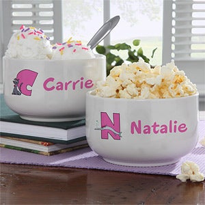 Personalized Bowl for Girls   Alphabet Animals