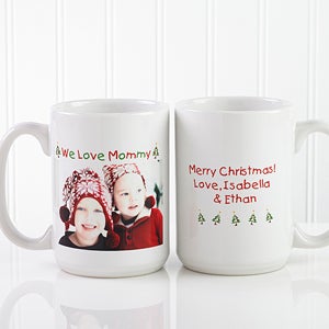 Large Personalized Photo Holiday Ceramic Mug   Loving You