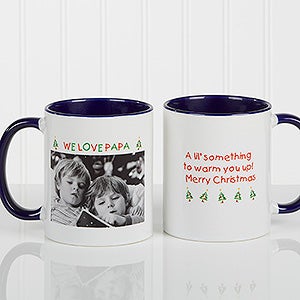 Personalized Photo Holiday Mugs - Loving You - Blue Handle