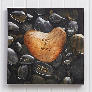 Heart Rock Personalized Canvas Print- 16 x 16