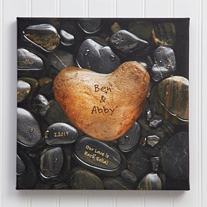 Personalized Canvas Wall Art 20x20 Romantic Heart Rock