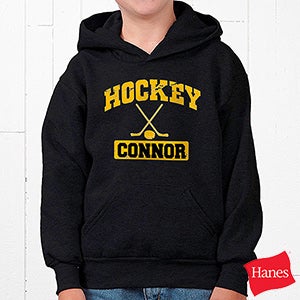 Personalized Kids Sports Hooded Black Sweatshirt