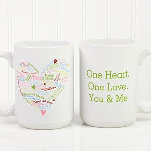 Heart of Love Personalized Coffee Mug- 15 oz.- White